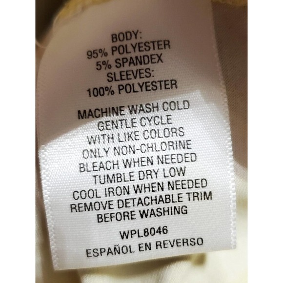 JM Collection Women Yellow Polyester Round Neck Long Sleeve Pullover Shirt Small - Picture 9 of 10